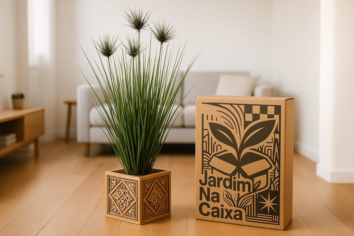 Árvore Artificial Capim Glass e Papiro - 1,20m