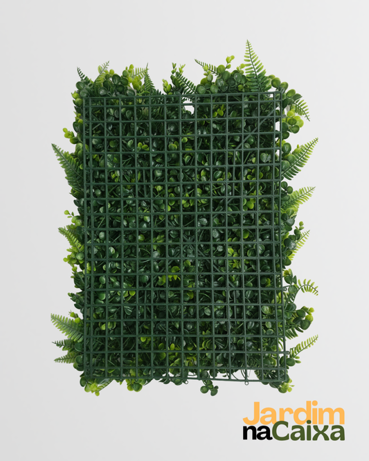 Jardim Vertical de Placas Artificiais Samambaia e Eucalipto 60x40cm