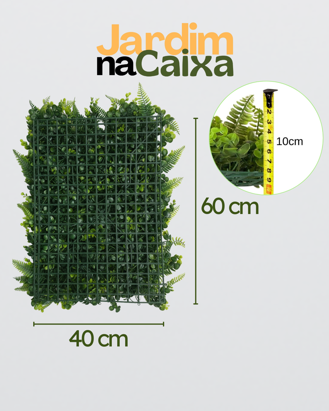 Jardim Vertical de Placas Artificiais Samambaia e Eucalipto 60x40cm