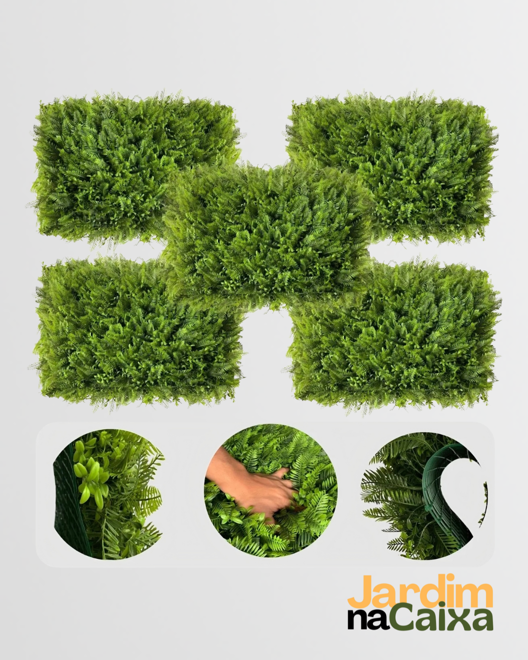 Jardim Vertical de Placas Artificias Samambaia Premium Toque Real 60x40cm