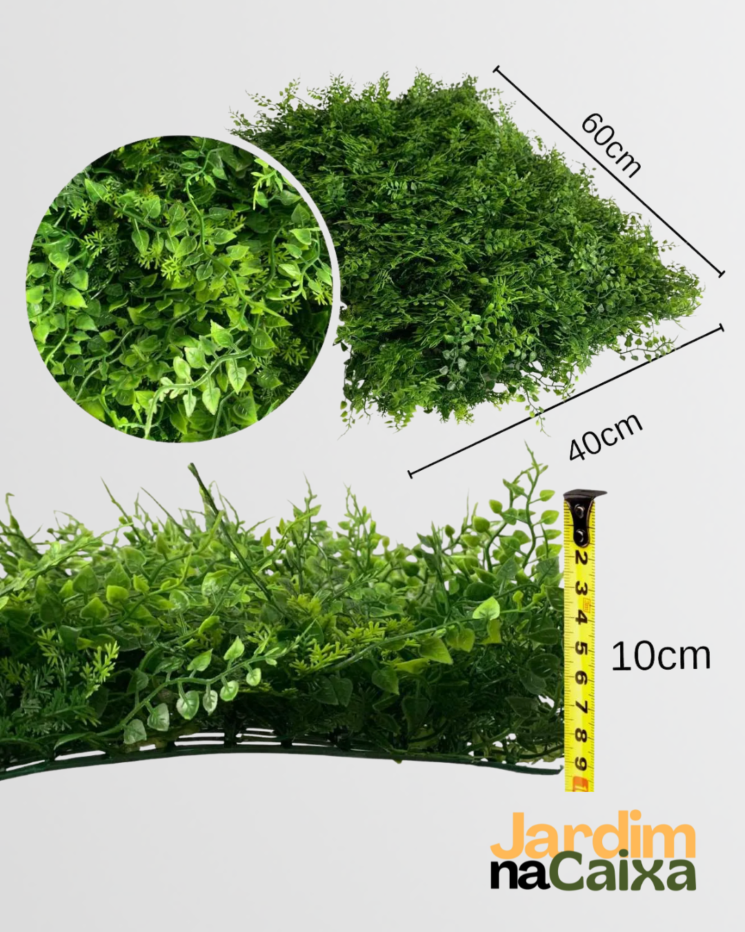 Jardim Vertical de Placas Artificiais Samambaia Renda Premium Toque Real 60x40cm
