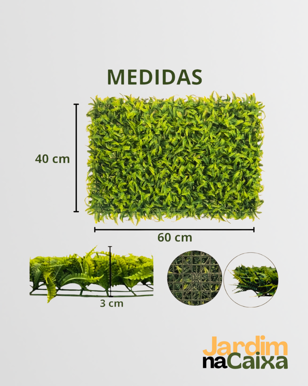 Jardim Vertical de Placas Artificiais Samambaia 60x40cm